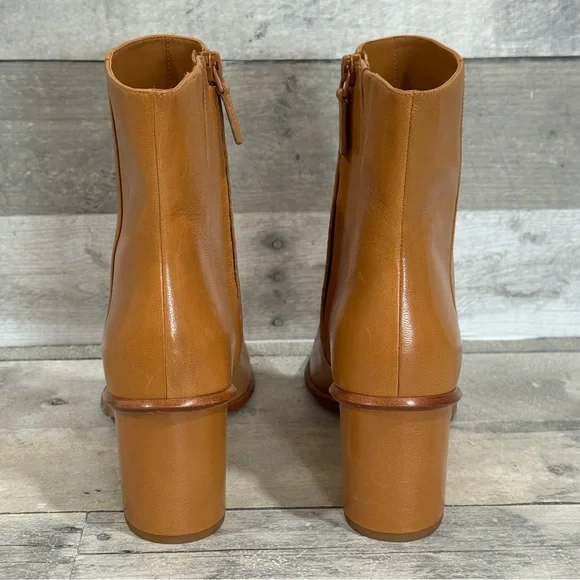 TORY BURCH BROOKE STAMPED HEEL BOOTIE IN CARAMEL CORN - SZ-10.US - Picture 6 of 12